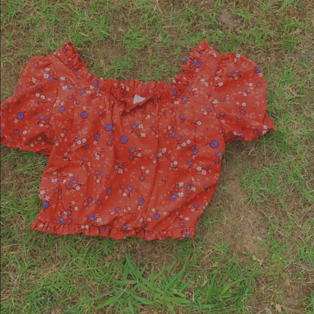 A red crop top shirt for teens